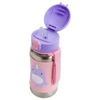 Sticluță cu pai Skip Hop Zoo Balena 350 ml 1 an/ Oțel inoxidabil/ Pink photo 2
