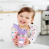 Sticluță cu pai Skip Hop Zoo Balena 350 ml 1 an/ Oțel inoxidabil/ Pink photo 3