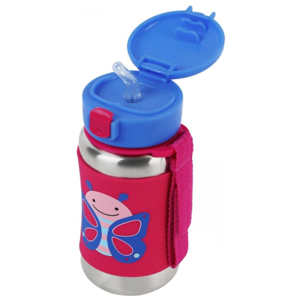 Sticluță cu pai Skip Hop Zoo Fluturaș 350 ml 1 an/ Oțel inoxidabil/ Purple photo 2 Sticluță cu pai Skip Hop Zoo Fluturaș 350 ml 1 an/ Oțel inoxidabil/ Purple photo 2