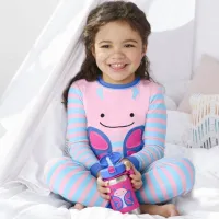 Sticluță cu pai Skip Hop Zoo Fluturaș 350 ml 1 an/ Oțel inoxidabil/ Purple photo 3