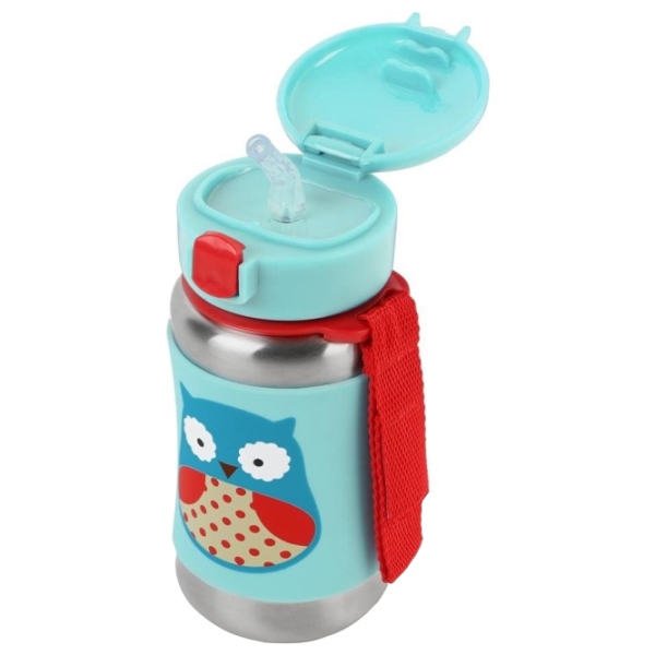 Sticluță cu pai Skip Hop Zoo Bufnița 350 ml 1 an/ Oțel inoxidabil/ Blue photo 2