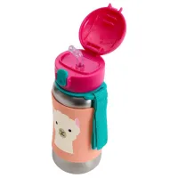 Sticluță cu pai Skip Hop Zoo Lama 350 ml 1 an/ Oțel inoxidabil/ Orange photo 2