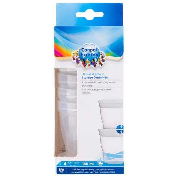 Canpol 12/204 container pentru pastrarea laptelui 4 buc (180 ml) Plastic/ 180 ml photo 4