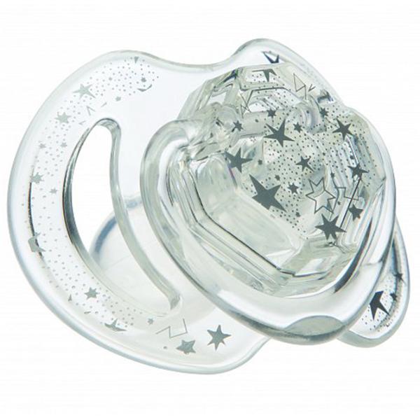 Suzetă cu tetina rotundă Nuby Little Gems Print NV0202008MFS Unisex/ 6 luni - 36 luni/ Silicon/ Transparent photo 2