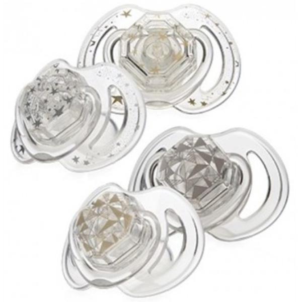 Suzetă cu tetina rotundă Nuby Little Gems Print NV0202008MFS Unisex/ 6 luni - 36 luni/ Silicon/ Transparent photo 3
