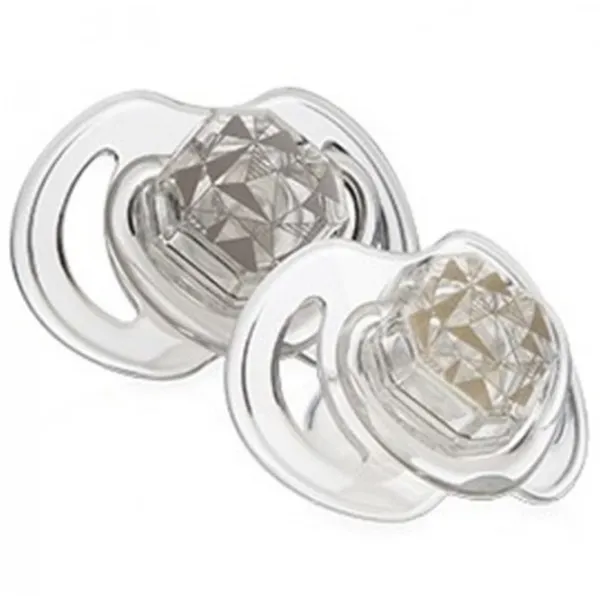 Suzetă cu tetina rotundă Nuby Little Gems Print NV0202008MFS Unisex/ 6 luni - 36 luni/ Silicon/ Transparent photo 4