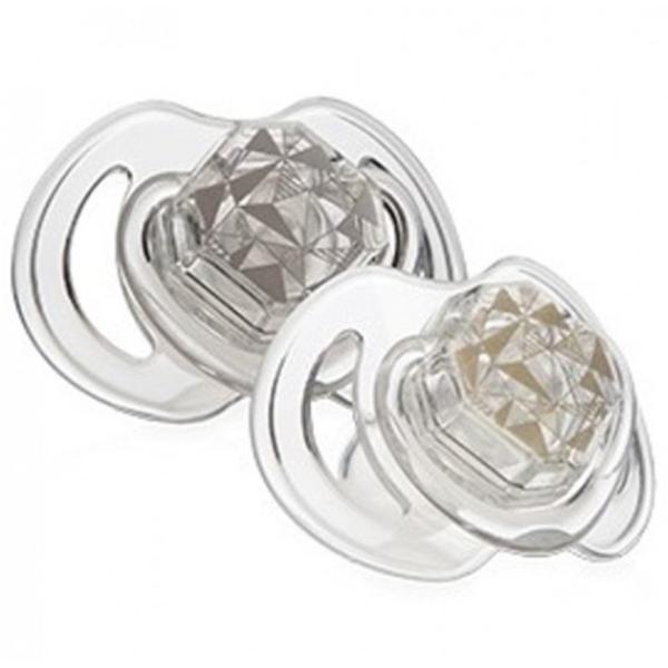 Suzetă cu tetina rotundă Nuby Little Gems Print NV0202008MFS Unisex/ 6 luni - 36 luni/ Silicon/ Transparent photo 4