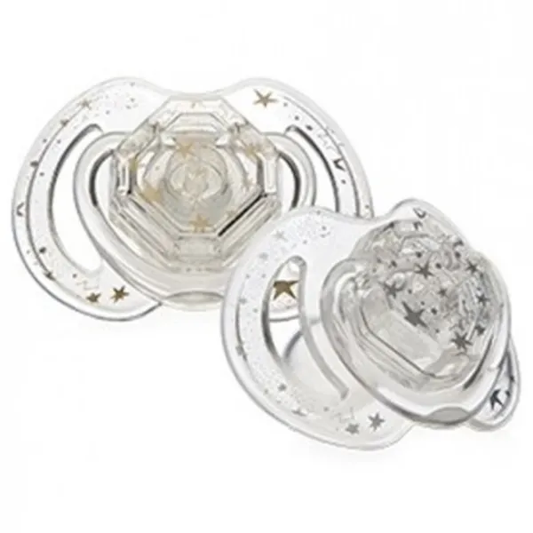 Suzetă cu tetina rotundă Nuby Little Gems Print NV0202008MFS Unisex/ 6 luni - 36 luni/ Silicon/ Transparent photo 5