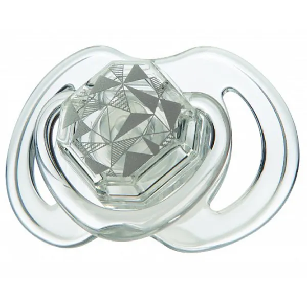 Suzetă cu tetina rotundă Nuby Little Gems Print NV0202008MFS Unisex/ 6 luni - 36 luni/ Silicon/ Transparent photo 9
