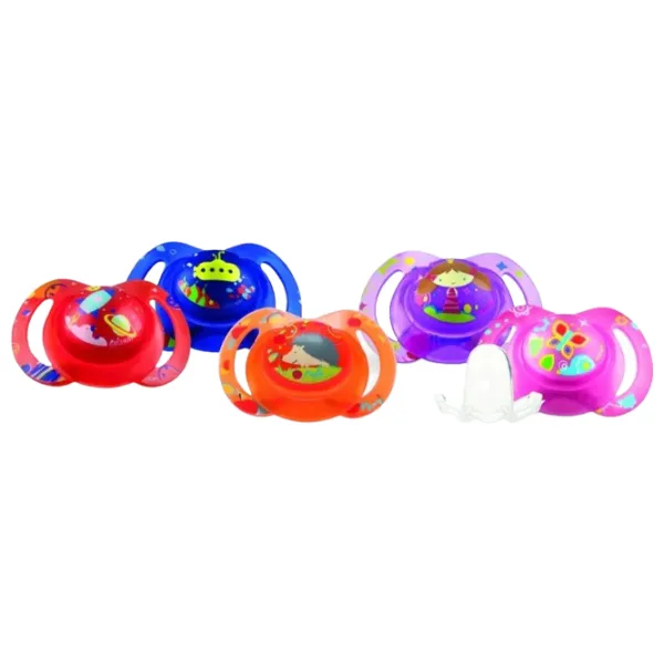Suzetă cu tetina rotundă Nuby ID5816MFSN Unisex/ 6 luni - 18 luni/ Silicon/ Multicolor photo 2 Suzetă cu tetina rotundă Nuby ID5816MFSN Unisex/ 6 luni - 18 luni/ Silicon/ Multicolor photo 2