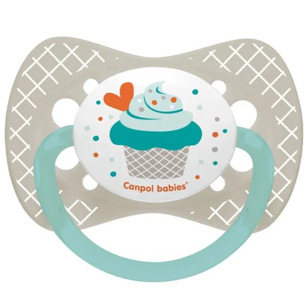 Suzetă cu tetina rotundă Canpol Cupcake 23/ 282 Unisex/ 0 luni - 6 luni/ Silicon/ Multicolor photo 3 Suzetă cu tetina rotundă Canpol Cupcake 23/ 282 Unisex/ 0 luni - 6 luni/ Silicon/ Multicolor photo 3