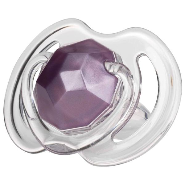 Suzetă cu tetina rotundă Nuby Little Gems NV0202005SFS Unisex/ 0 luni - 6 luni/ Silicon/ Transparent photo 2