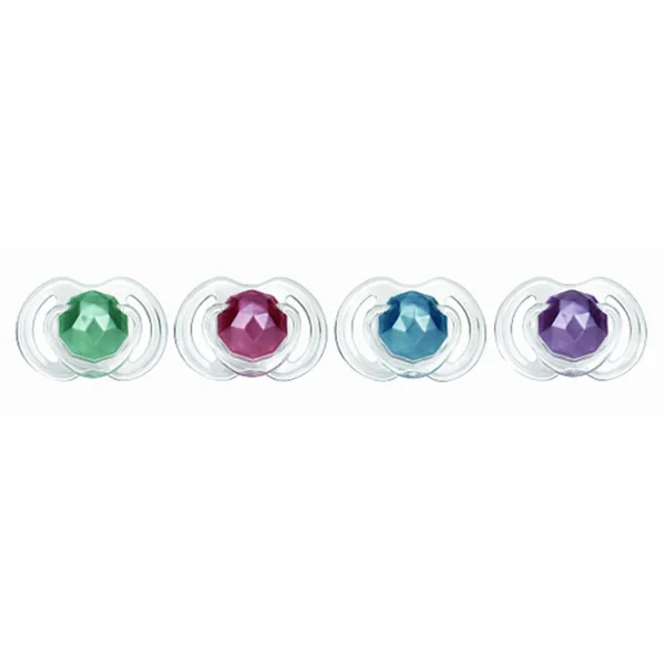 Suzetă cu tetina rotundă Nuby Little Gems NV0202005SFS Unisex/ 0 luni - 6 luni/ Silicon/ Transparent photo 3