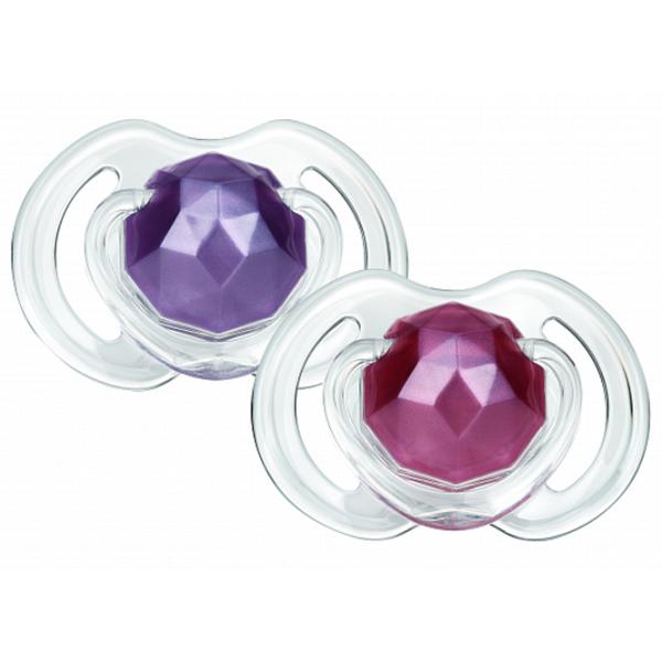 Suzetă cu tetina rotundă Nuby Little Gems NV0202005SFS Unisex/ 0 luni - 6 luni/ Silicon/ Transparent photo 6