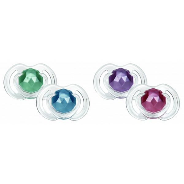 Suzetă cu tetina rotundă Nuby Little Gems NV0202005SFS Unisex/ 0 luni - 6 luni/ Silicon/ Transparent photo 8