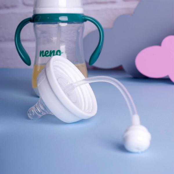 Biberon Neno cu tetina din silicon Unisex/ 240 ml/ Transparent photo 4