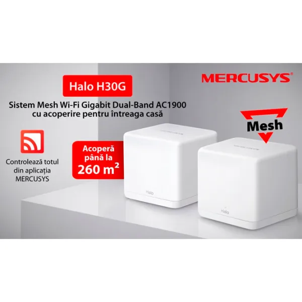 Wi-Fi Роутер Mercusys Halo H30G (2-pack) 400 Мбит/ с/ 867 Мбит/ с/ Белый photo 7