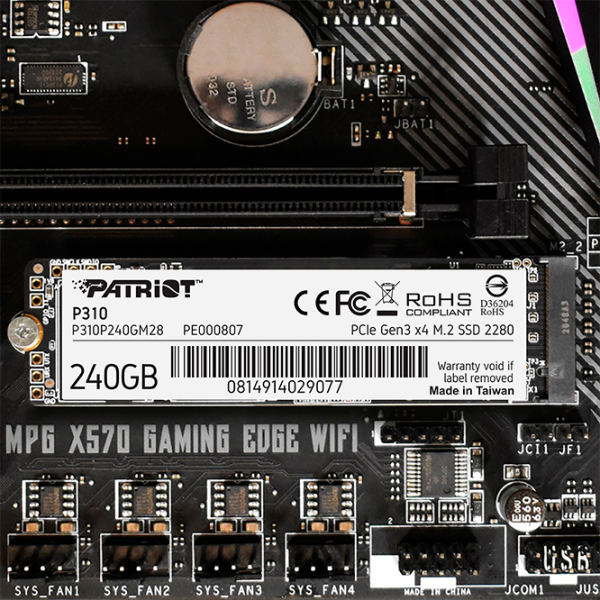 SSD Patriot P310 240 ГБ M.2 photo 4 SSD Patriot P310 240 ГБ M.2 photo 4