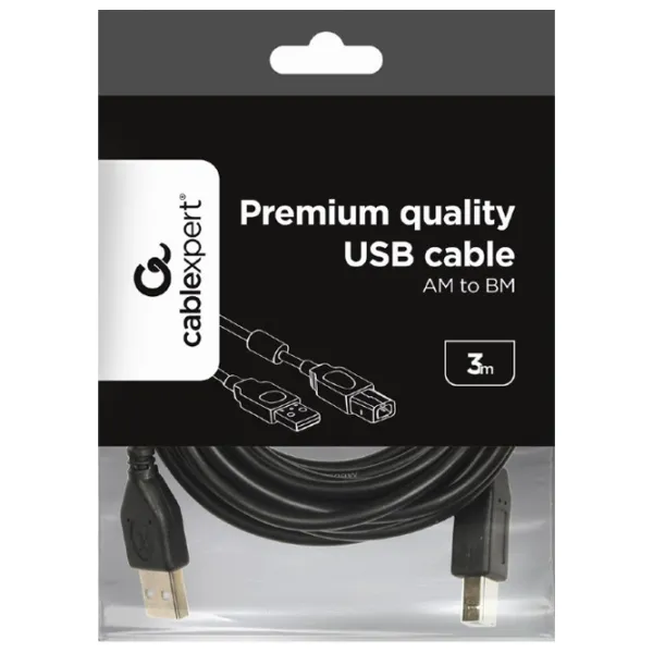 Кабель данных Cablexpert USB Type-A + USB Type-B 3 м/ Черный photo 4
