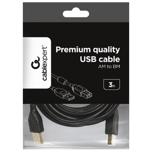 Кабель данных Cablexpert USB Type-A + USB Type-B 3 м/ Черный photo 4