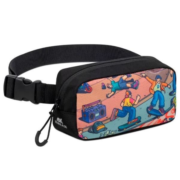 Geanta de talie RivaCase 5410 Waist Print Skaters Black photo 2