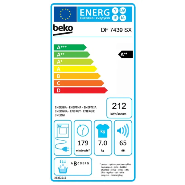 Сушильная машина Beko DF7439SX 7 кг/ Белый photo 5