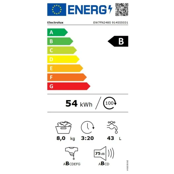 Mașină de spălat Electrolux EW7FN248S 8 kg / 1400 rpm / White photo 6