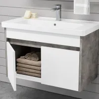 Mobila de baie ORKA Aydos 85 (06623) Silver Pe perete/ MDF/ White photo 2