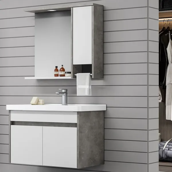 Mobila de baie ORKA Aydos 85 (06623) Silver Настенная/ MDF/ White photo 3