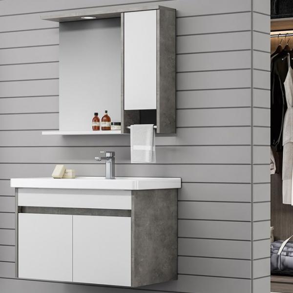 Mobila de baie ORKA Aydos 85 (06623) Silver Настенная/ MDF/ White photo 3