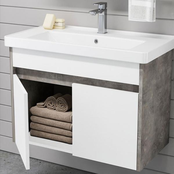 Mobila de baie ORKA Aydos 65 (02375) Silver Настенная/ MDF/ White photo 2