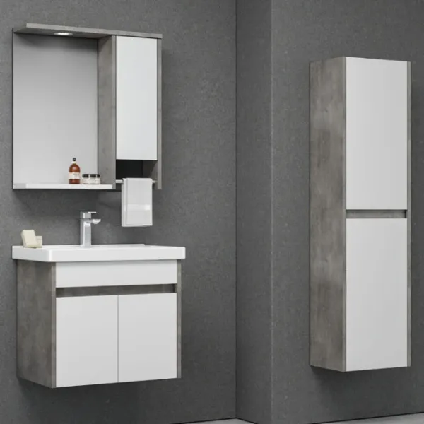 Mobila de baie ORKA Aydos 65 (02375) Silver Настенная/ MDF/ White photo 3