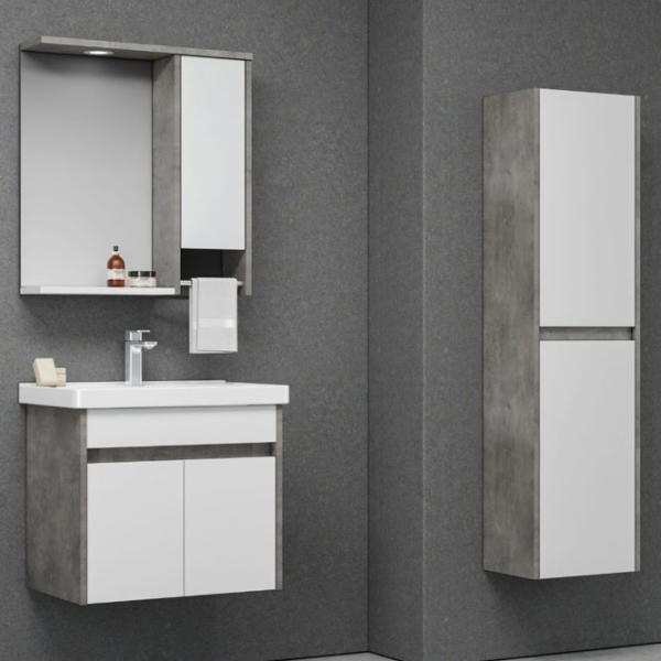 Mobila de baie ORKA Aydos 65 (02375) Silver Настенная/ MDF/ White photo 3