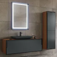 Mobila de baie ORKA Craft 100 Kompact (00775) Laminat Ceviz Pe perete/ MDF/ Antracite photo 3
