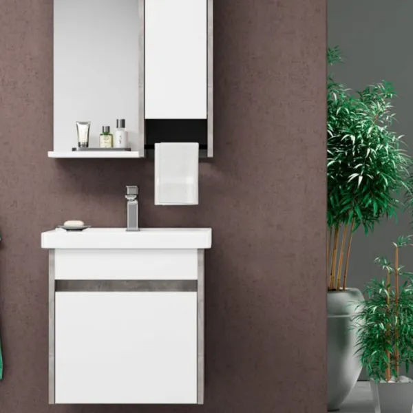 Mobila de baie ORKA Aydos 55 (04504) Silver Настенная/ MDF/ White photo 2
