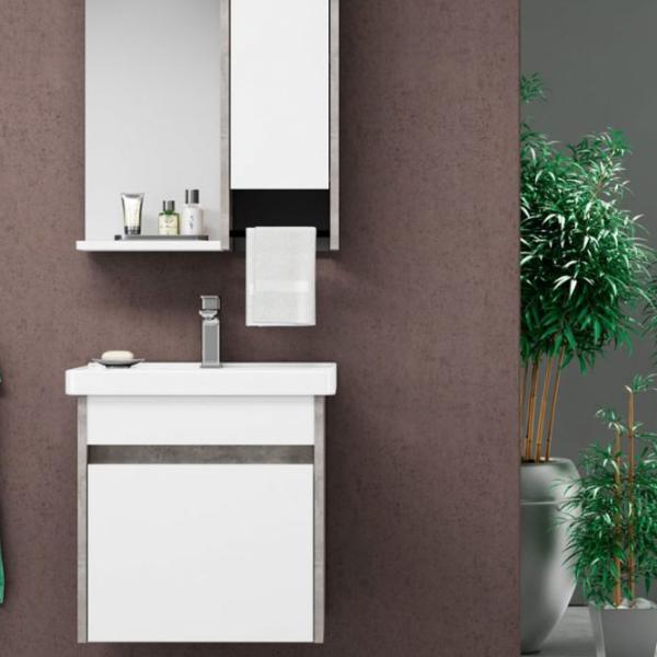 Mobila de baie ORKA Aydos 55 (04504) Silver Настенная/ MDF/ White photo 2