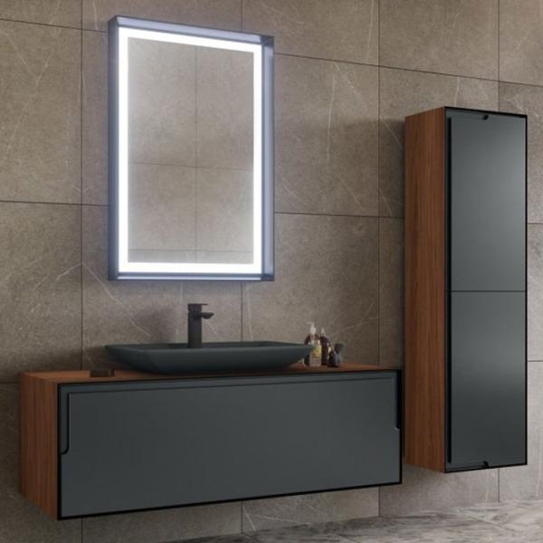 Mobila de baie ORKA Craft 120 Kompact (04037) Laminat Ceviz Настенная/ MDF/ Antracite photo 3