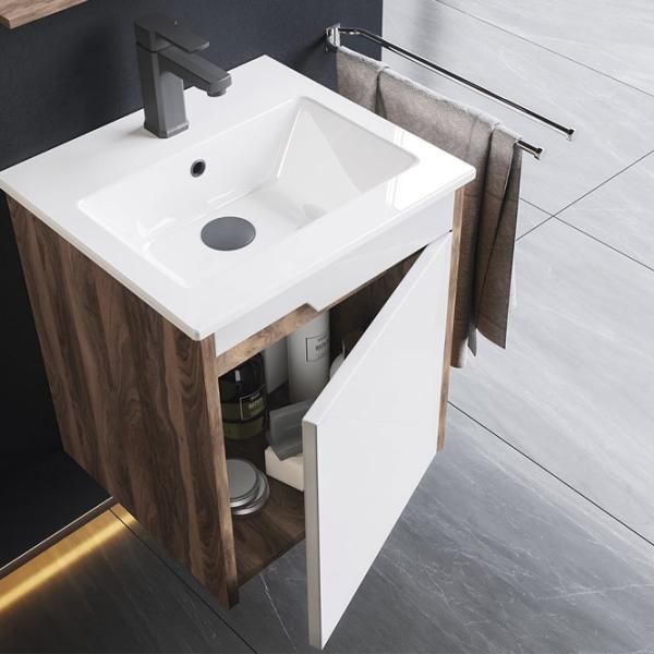 Mobila de baie ORKA Brick 45 (16686) White/Wallnut Pe perete/ MDF/ White photo 2