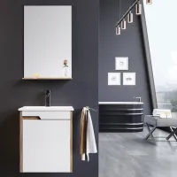 Mobila de baie ORKA Brick 45 (16686) White/Wallnut Pe perete/ MDF/ White photo 3