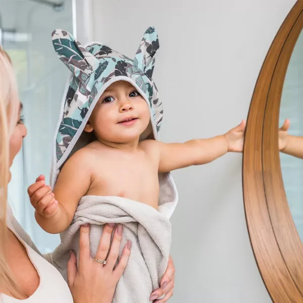 Детское полотенце BabyOno Bunny Ears 100 x 100 см/ Хлопок/ Серый photo 2