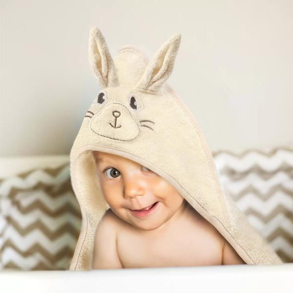 Детское полотенце BabyOno Bunny Ears 100 x 100 см/ Хлопок/ Кремовый photo 3