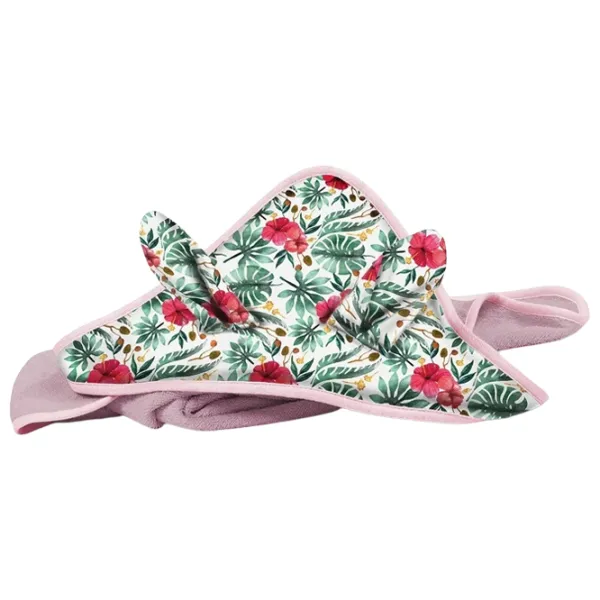 Детское полотенце BabyOno Bunny Ears 100 x 100 см/ Хлопок/ Розовый photo 2