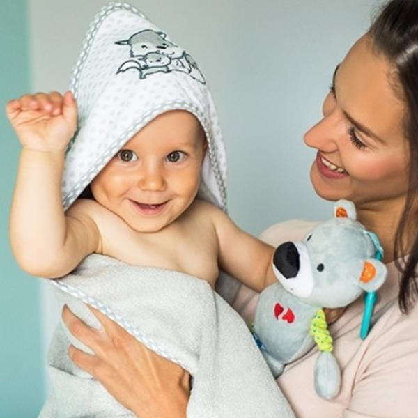 Детское полотенце BabyOno 0346/ 03 100 x 100 см/ Хлопок/ Серый photo 3