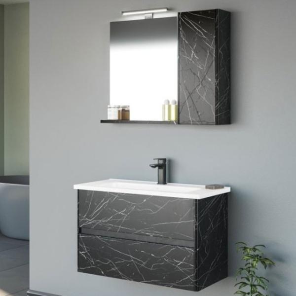 Mobila de baie ORKA Duden Stone 100 (06069) Venato Настенная/ MDF/ Black photo 3 Mobila de baie ORKA Duden Stone 100 (06069) Venato Настенная/ MDF/ Black photo 3