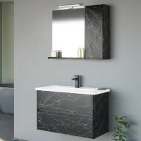 Mobila de baie ORKA Duden Stone 100 (06069) Venato Pe perete/ MDF/ Black photo 3