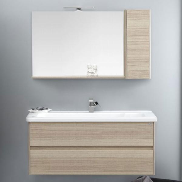 Mobila de baie ORKA Duden 100 Odeon MESE(10296) white Pe perete/ MDF/ Stejar alb photo 2