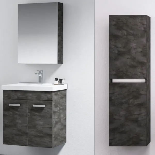 Mobila de baie ORKA Enez 65 (06766) Irony Настенная/ MDF/ Grey photo 2