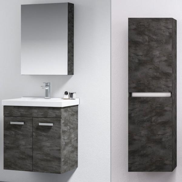 Mobila de baie ORKA Enez 65 (06766) Irony Настенная/ MDF/ Grey photo 2