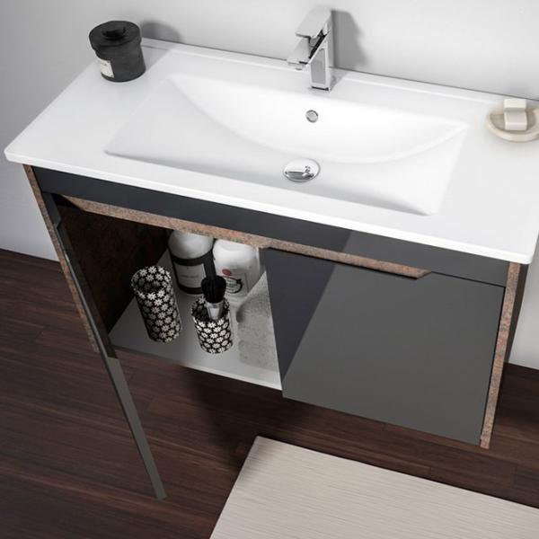 Mobila de baie ORKA Lago 75 (10028) Antracite Pe perete/ MDF/ Antracite photo 2