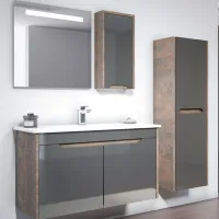 Mobila de baie ORKA Lago 75 (10028) Antracite Pe perete/ MDF/ Antracite photo 3
